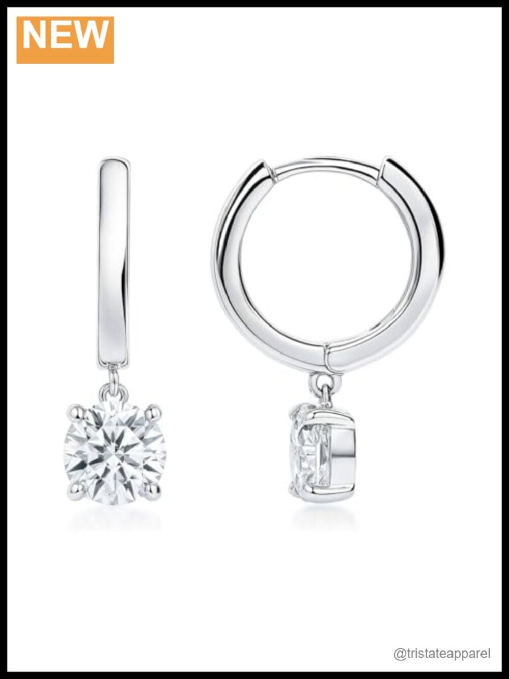 Sterling Silver CZ Helix Hoop Huggie Earrings with 925 Nickel-Free Rhodium